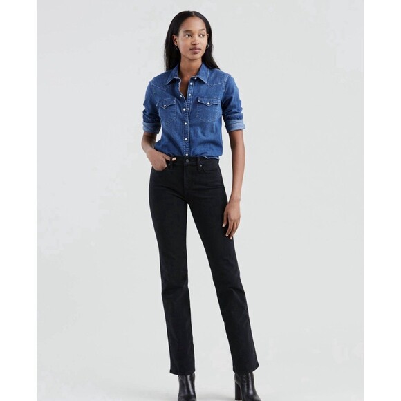 LEVI’S Jeans Women's 27x30 Black 314 Shaping Straight Stretch Denim - Picture 1 of 11